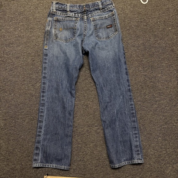 Ariat FR M4 Relaxed Boot Cut Jeans Men's 33x30 Blue Flame Resistant CAT 2 EUC - Picture 2 of 10